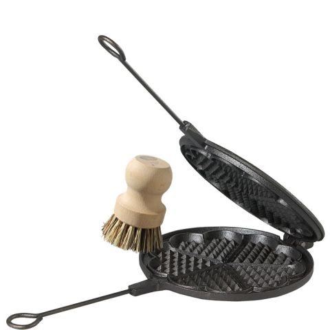 Gaufrier en fonte naturelle avec la brosse de nettoyage